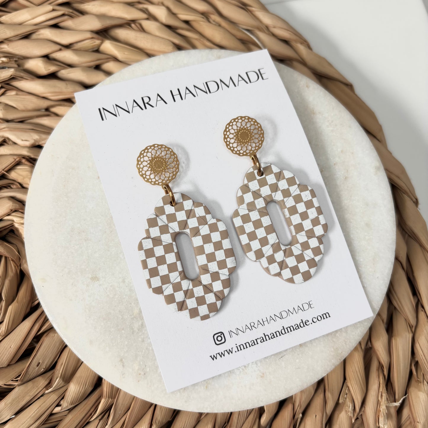 Gold Checkered Dangles