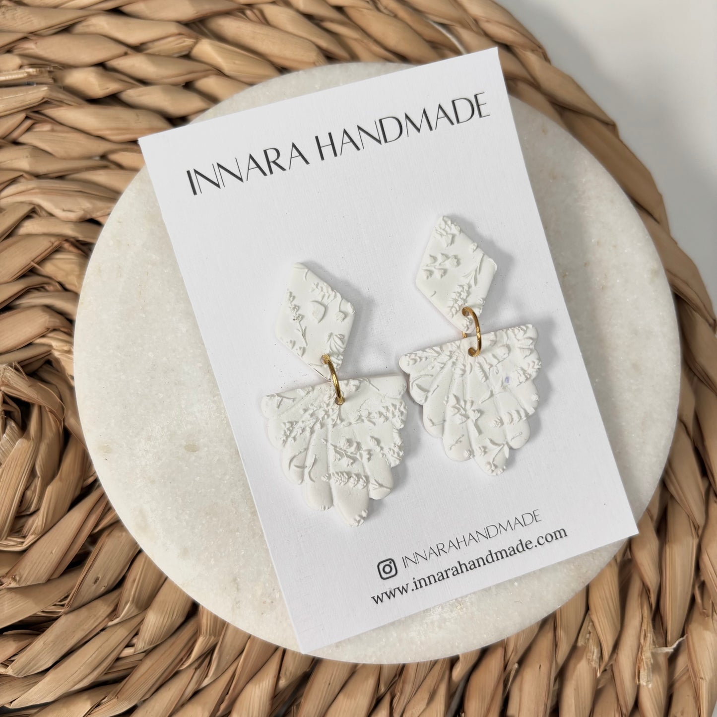 White Floral Dangles