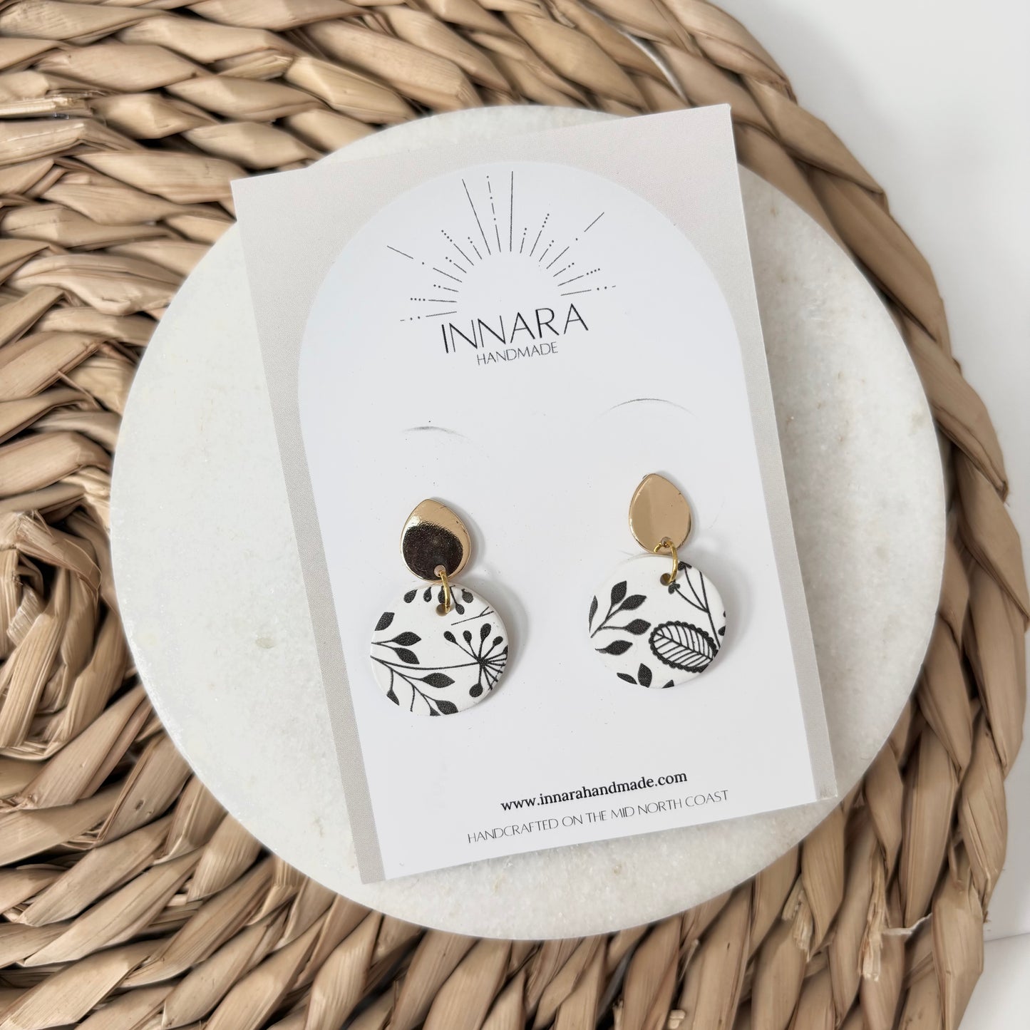 Floral Gold Drop Dangles