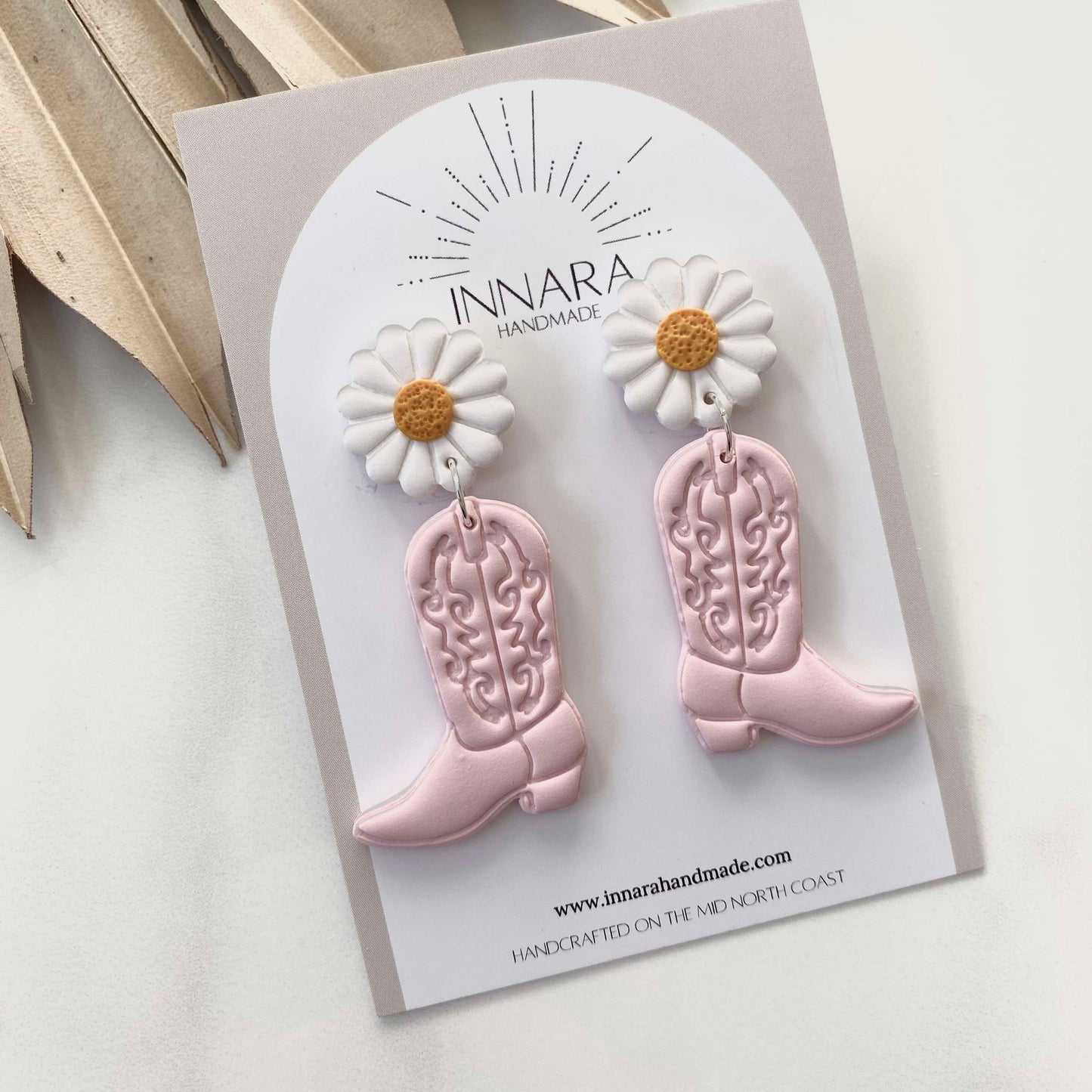 Floral Western Boots - Light Pink Daisies