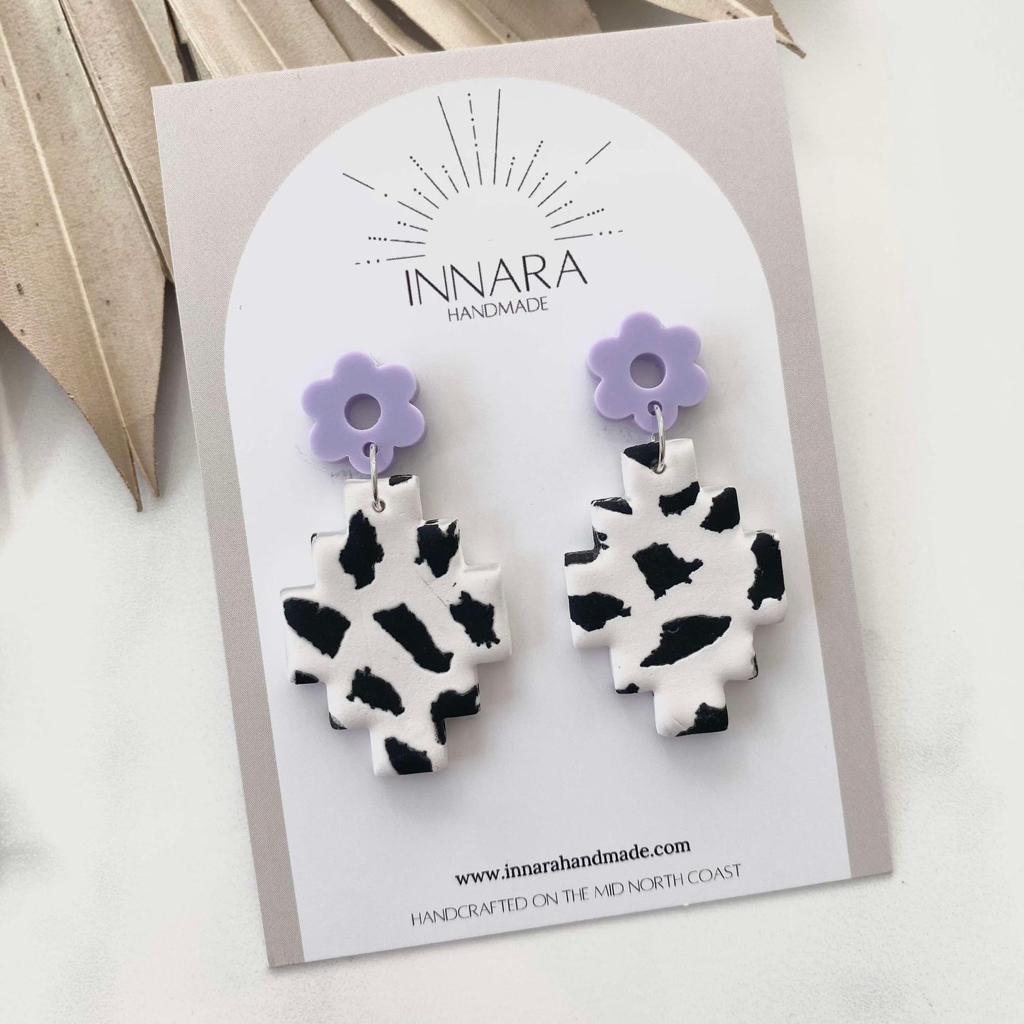 Cow Print Aztec Dangles