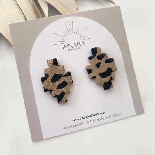 Aztec Studs - Brown Cow Print