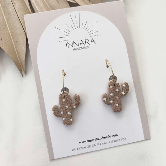 Spotty Cactus Hoops - Latte Sandstone