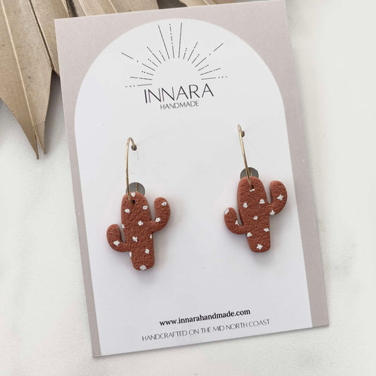 Spotty Cactus Hoops - Rust Sandstone