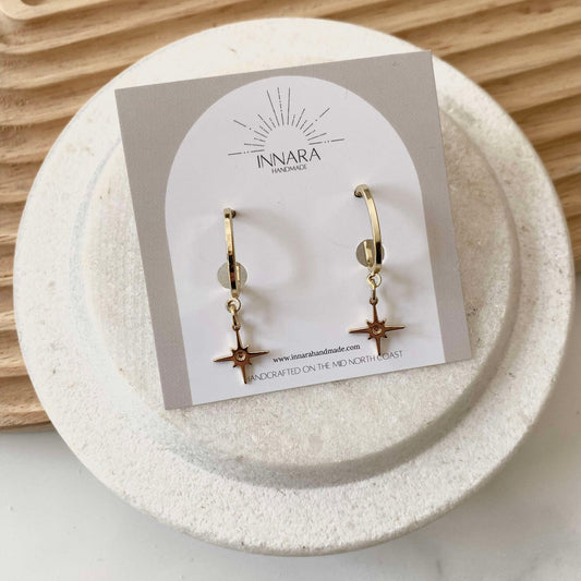 Gold Celestial Stud Hoops