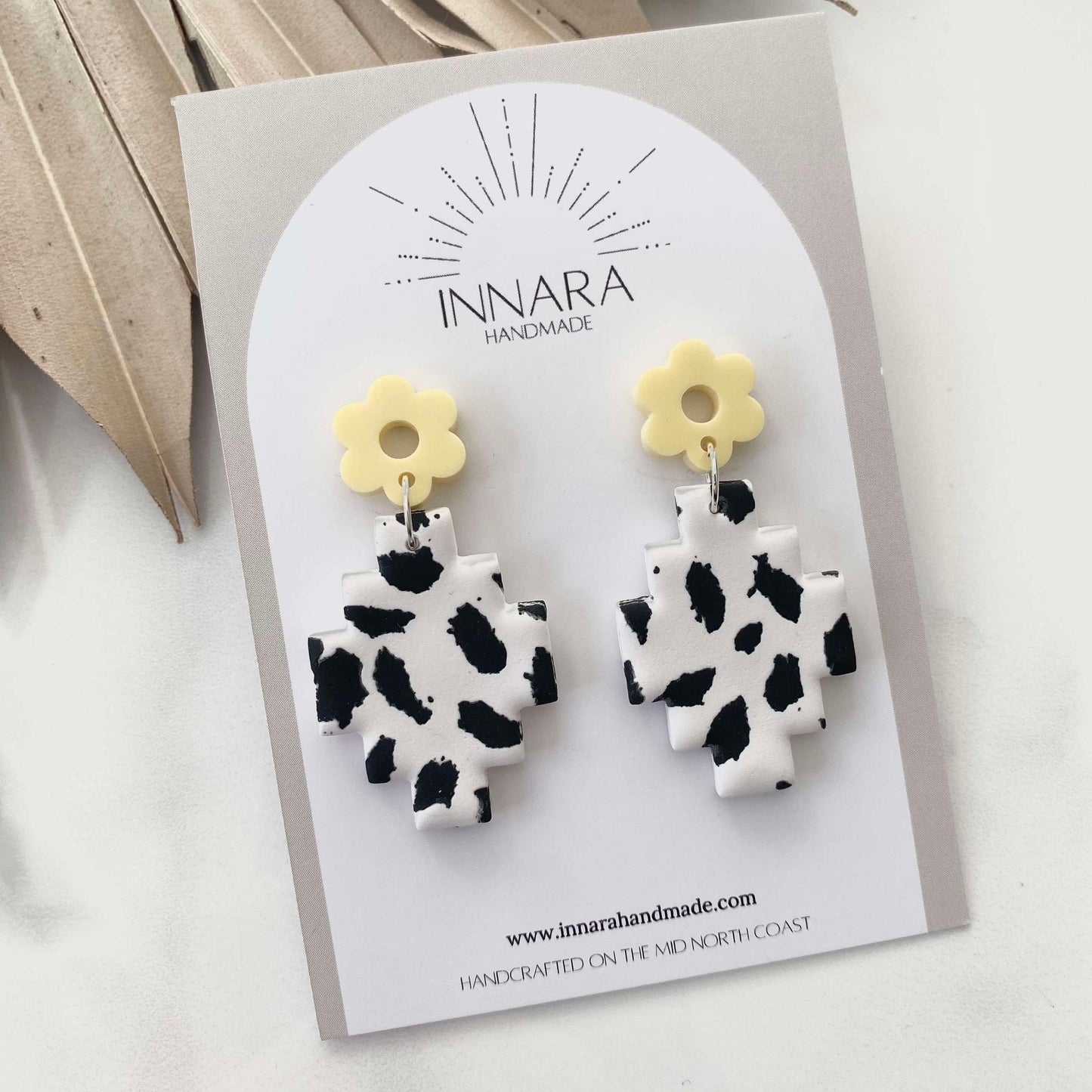 Cow Print Aztec Dangles