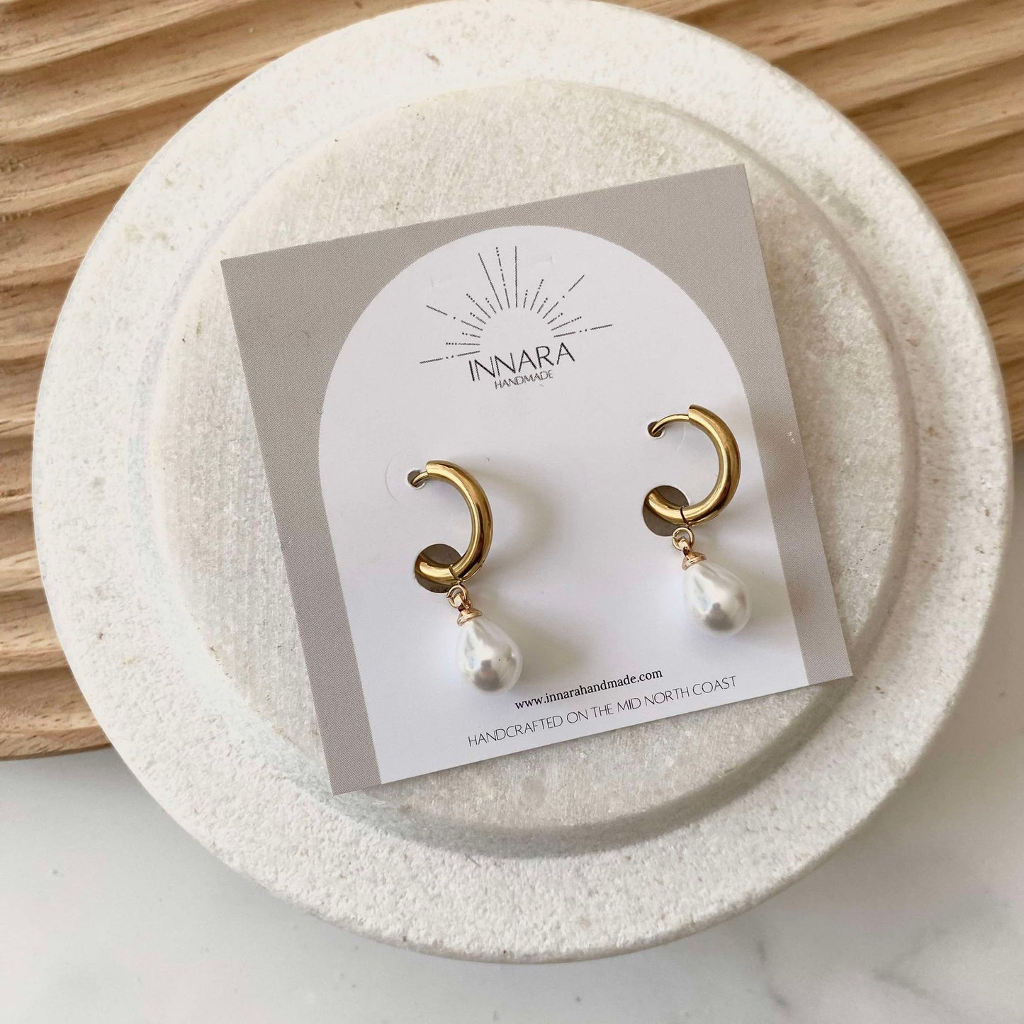 Pearl Huggie Hoops