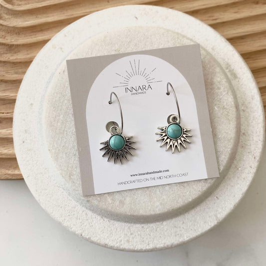 Turquoise Spike Hoops