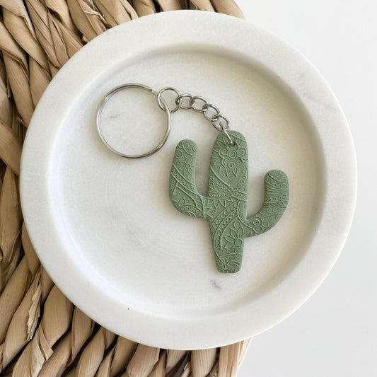 Keychain - Paisley Green Cactus