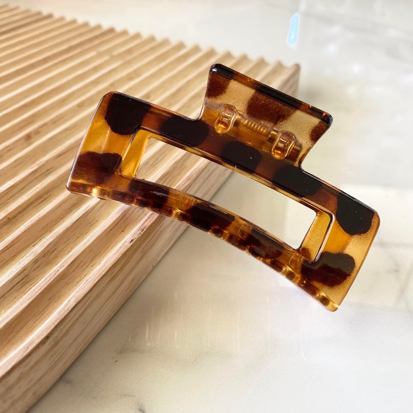 Square Claw Clip - Brown Tortoise Shell