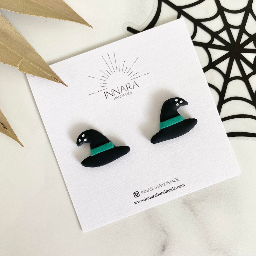 Witches Hat Stud - Black & Green